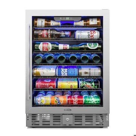 Koolmore 23.4 in. Stainless Steel, Glass-Door Built-In Refrigerator and Beverage Cooler 5 Cu. ft. KM-BIR5C-GD