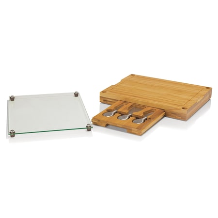 Picnic Time Family Of Brands Concerto Glass Top Cheese Cutting Board & Tools Set, Bamboo 919-00-505-000-0