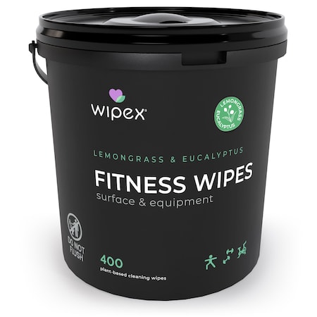 Wipex Plant-Based Fitness Wipes 400ct Buckets, Lemongrass/Eucalyptus, Natural Gym Equipment Wipes WX71946LEB