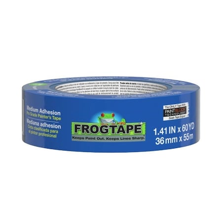 Frogtape Pro-Grade Painter's Tape, 60 yd L, 1.41 in W, Crepe Backing, Blue 106009