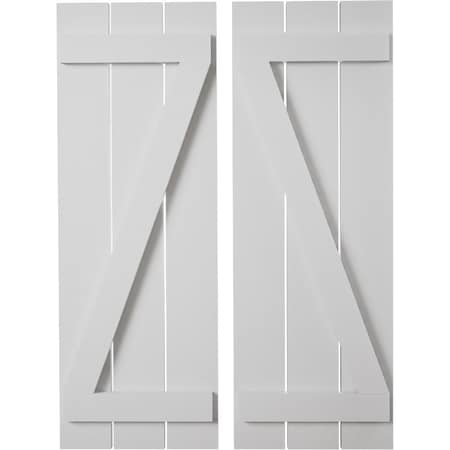Ekena Millwork Rustic Three Board Spaced Board-n-Batten Smooth Faux Wood Shutters w/Z-Board, 17 1/2W x 80H, PR SHUBSZ17X80SMPR