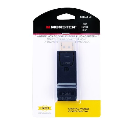Monster Cable Just Hook It Up HDMI Jack to Display Port Plug Adapter 140673-00