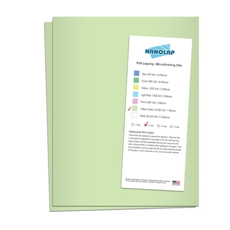 Nanolap PSA Lapping Film, 2 Pc 1 Micron (14,000 Grit), 8-0.5 in x 11 in Microfinishing Fine Sanding Paper 61549N