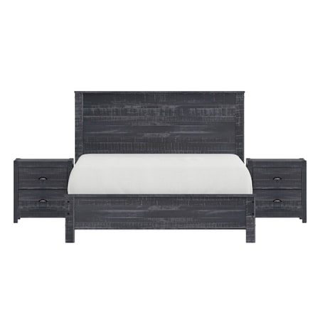 Homeroots Three Piece Gray Solid Wood Bedroom Set 523981