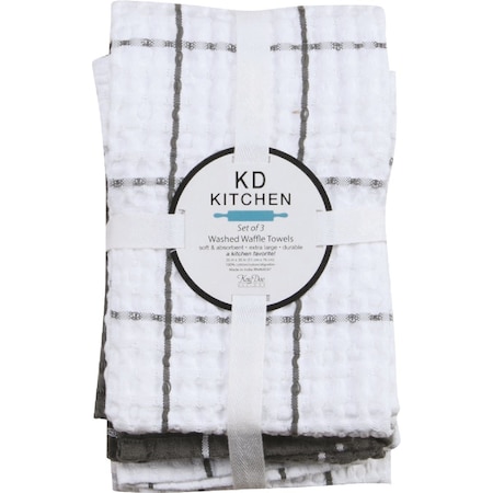 Kay Dee Designs Graphite Waffle Kitchen Towel, 3PK R6934