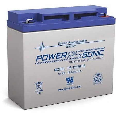 Power-Sonic 12V 18Ah AGM Rechargeable Battery PS-12180 F2