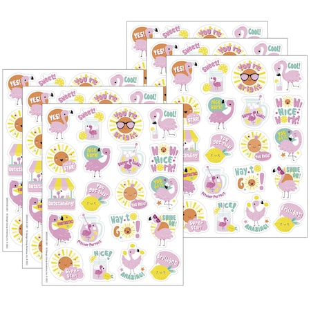 Eureka Flamingo Strawberry Lemonade Scented Stickers, 80-Piece Set, 6PK 650332