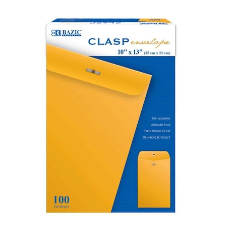 Bazic Products Clasp Envelope, 10" x 13", Box of 100, 100PK 8245