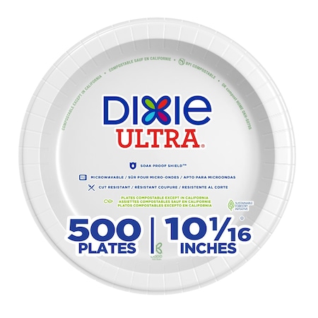 Dixie Disp Paper Plate, 10 1/8 in, SXP10W, PK500 SXP10W