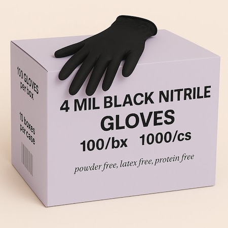 Approved Vendor Disposable Gloves, 4 mil Palm, Nitrile, Powder-Free, S, 10 PK, Black BLK4MILBNitrileSC