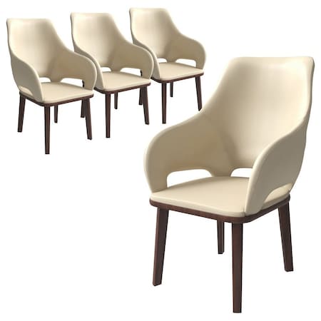 Leisuremod Vivara Collection Modern Dining Chair in Off White, 4PK VC23W4