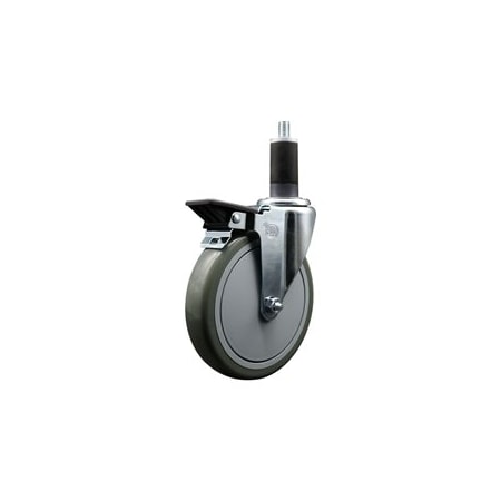 Service Caster 6'' Gray Poly Swivel 1-1/4'' Expanding Stem Caster with Brake SCC-EX20S614-PPUB-PLB-114