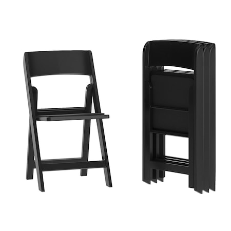 Flash Furniture Hercules Tucker Black Lightweight Foldable Chairs, Removable Black Vinyl Padded Seats, 4PK 4-LE-L-1M-BK-GG