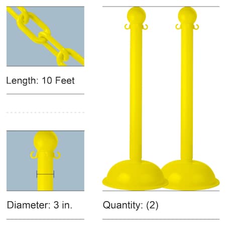 Mr. Chain Yellow Heavy Duty Stanchion & Chain Kit (2-Pack) 71302-2