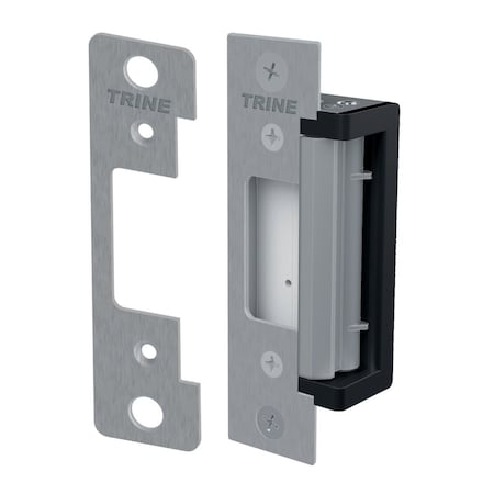 Trine Grade 1 Electric Strike, 12/24 DC, 12-24 AC, 240 Amp 12 DC, 2 Faceplates Included, Satin Stainles 4300CC-32D
