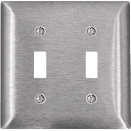 Leviton 2-Gang Stainless Steel Toggle Magnetic C-Series Switch Wall Plate R50-00SL2-000