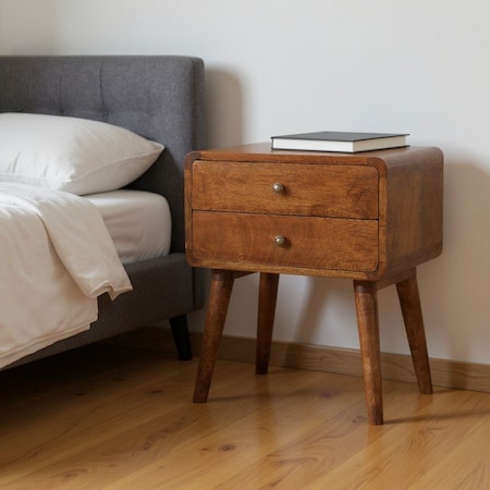 Homeroots 20" Chestnut Solid Wood Two Drawer Nightstand 651588