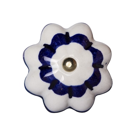 Homeroots Set of Eight Blue And White Ceramic And Metal Drawer Pull Knobs, 8PK 544435