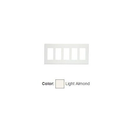 Leviton Decora Wallplate, Screwless, Standard Size, Gang 5, Light Almond 80321-ST