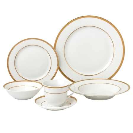 Lorenzo Import 24 Piece Porcelain Dinnerware Service, Gold for 4 Josephine, 24PK LH431