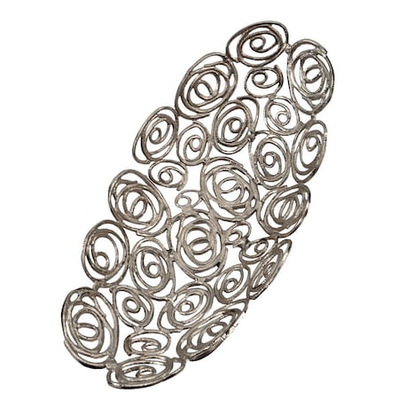 Homeroots 20" Silver Aluminum Abstract Circles Oval Decorative Bowl 628126