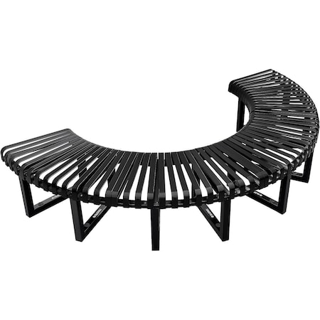 Global Industrial Outdoor Curved Bench, Steel Slat, Half Circle, Black 348135BKH