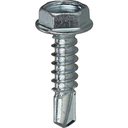 Dottie Self-Drilling Screw, #14-14 x 1 in, Zinc Plated Steel Flange Hex Head External Hex Drive, 100 PK TEKHW141