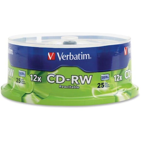 Verbatim CD-RW 700MB 4X-12X High Speed with Branded Surface - 25pk Spindle - 700MB - 25 Pack 95155