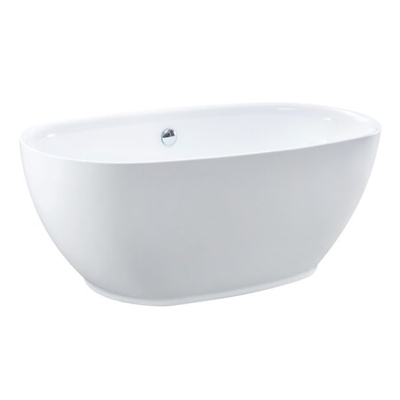 Kingston Brass 59" Acrylic Oval Double Ended Freestanding Tub with Drain, Glossy White VTOV593023U