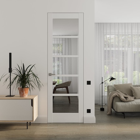 Sartodoors Hidden Door White 18x84 Solid Core Modern Interior QUADRO4522MF-WS-18x84-RH-I