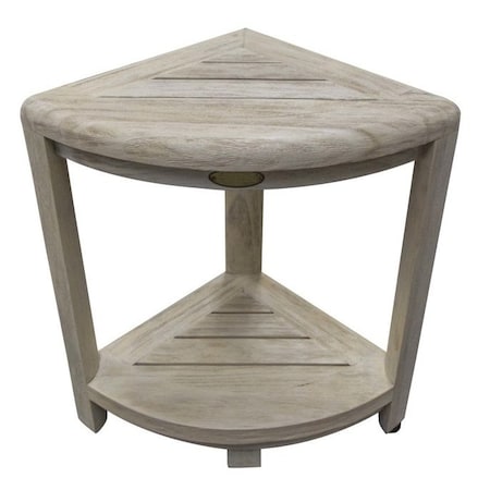 Homeroots 17" White Teak Corner Shower Bench 376705