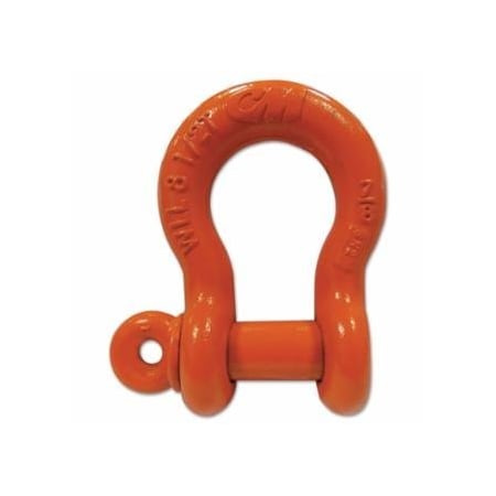 Cm Screw Pin Anchor Shackle, 2.03 in Opening, 1-1/4 in Bail Size, 14 t, Orange Paint 490-M656P