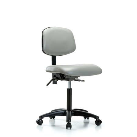 Blue Ridge Ergonomics Chair, Vinyl, Med Bench, Casters, Dov, No Arms, 22" to 29" Height, Dove BR-VMBCH-RG-T0-A0-NF-RC-8567