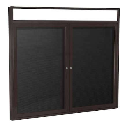 Ghent 36''x48'' Enclosed Vinyl Letterboard, 2-Door, Bronze Aluminum Frame w/ Illuminated Headliner, Black PBBLX5-BK