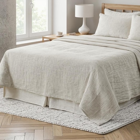 Homeroots Light Gray Linen King Flat Sheet 520746