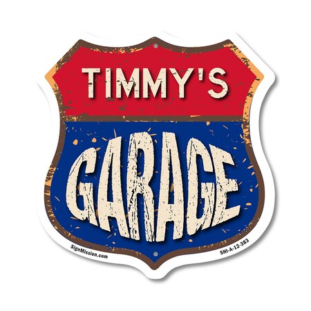 Signmission Timmy's Garage, 12 Inch X 12 Inch, Aluminum Metal Sign SHI-A-12-383-TIMMY