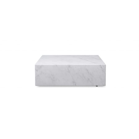 Homeroots 35" White Genuine Marble And Brass Square Coffee Table 372182