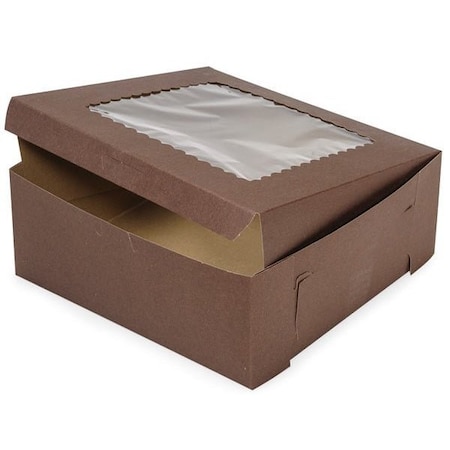 Nashville Wraps 10x10x4 Chocolate Window Bakery Box, 1-piece Lock Corner, 100PK BBCHW10104