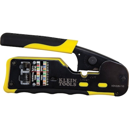 Klein Tools Ratcheting Cable Crimper / Stripper / Cutter, for Pass-Thru VDV226-110