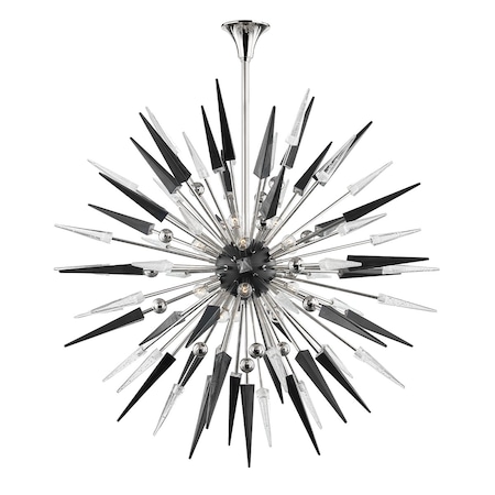 Hudson Valley Lighting Sparta 18 Light Chandelier 48 In. Polished Nickel/Black 9047-PN