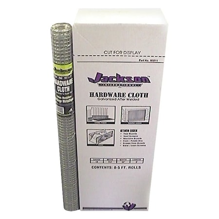 Jackson Wire 11 03 13 13 Hardware Cloth, 5 ft L, 36 in W, 19 Gauge, 1/2 x 1/2 in Mesh, Galvanized 11031313