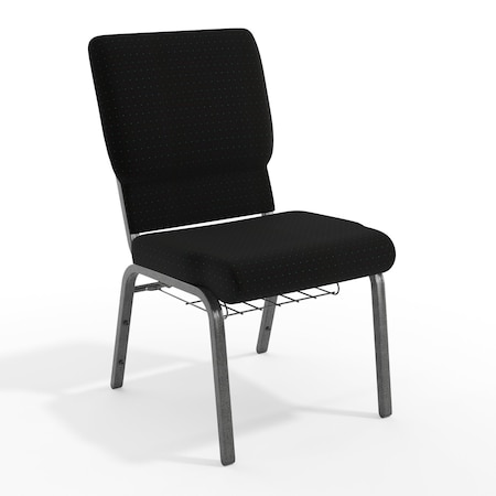 Flash Furniture Hercules Church Chair, Black Back, 19-1/4 in W 25" L 33-1/4" H, Fabric Seat FD-CH02185-SV-JP02-BAS-GG