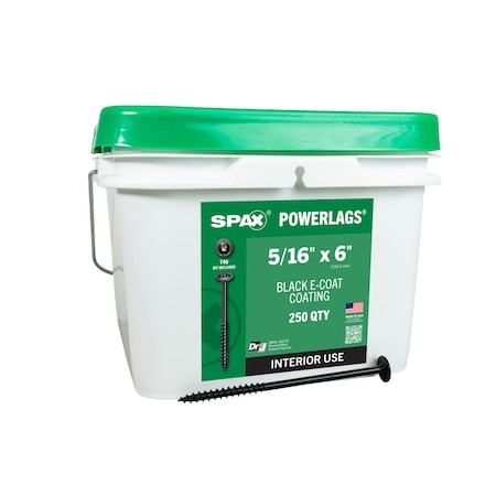 Spax 5/16 in x 6 in Interior Structural Wood Lag Screws Powerlags Washer Head T-Star Bulk Pail, 250PK 3581770801500
