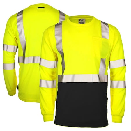 Dome75 Long Sleeve Safety Shirt, ANSI/ISEA 107-2020 Class 3, Polyester, HiVis Yellow/Black Bottom, 5X DSL1432