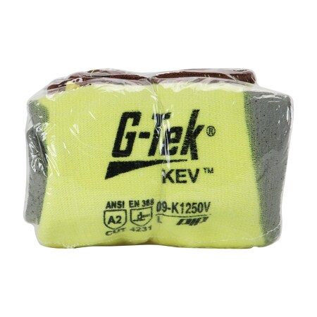 G-Tek Seamless Knit A2 Kevlar Glove w/Polyurethane Coated Flat Grip on Palm & Fingers, Vend-Ready 09-K1250V/M