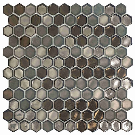 Apollo Tile Gray 10.8 in x 11.5 in Glass Glossy, Matte Floor and Wall Mosaic Tile 8.63 sqft/case, 10PK APLAHX8802A