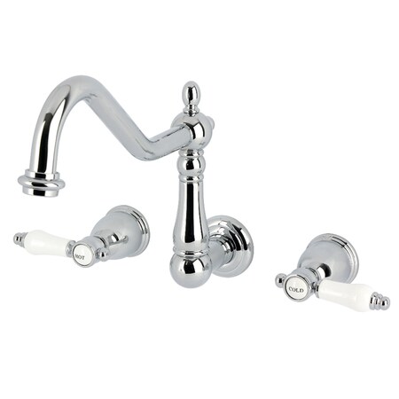 Kingston Brass Two-Handle Wall Mount Tub Faucet, Polished Chrome KS1021BPL