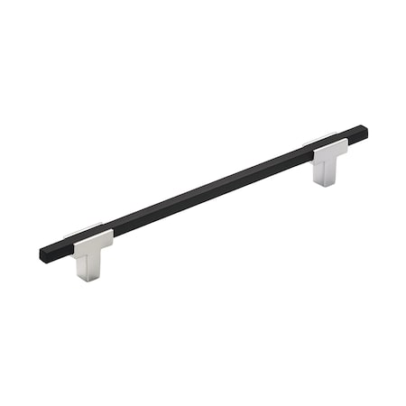 Amerock Urbanite 7-9/16 in 192 mm Center-to-Center Polished Chrome/Brushed Matte Black Cabinet Pull BP77819226BMB
