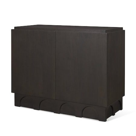 Homeroots 18in Dark Brown and Brown Solid Wood Accent Cabinet With Two Doors 727715
