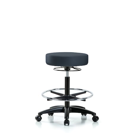 Blue Ridge Ergonomics Bench Stool, Hi, Vinyl, CF, Casters, Nav BR-VHBSO-RG-CF-RC-8582